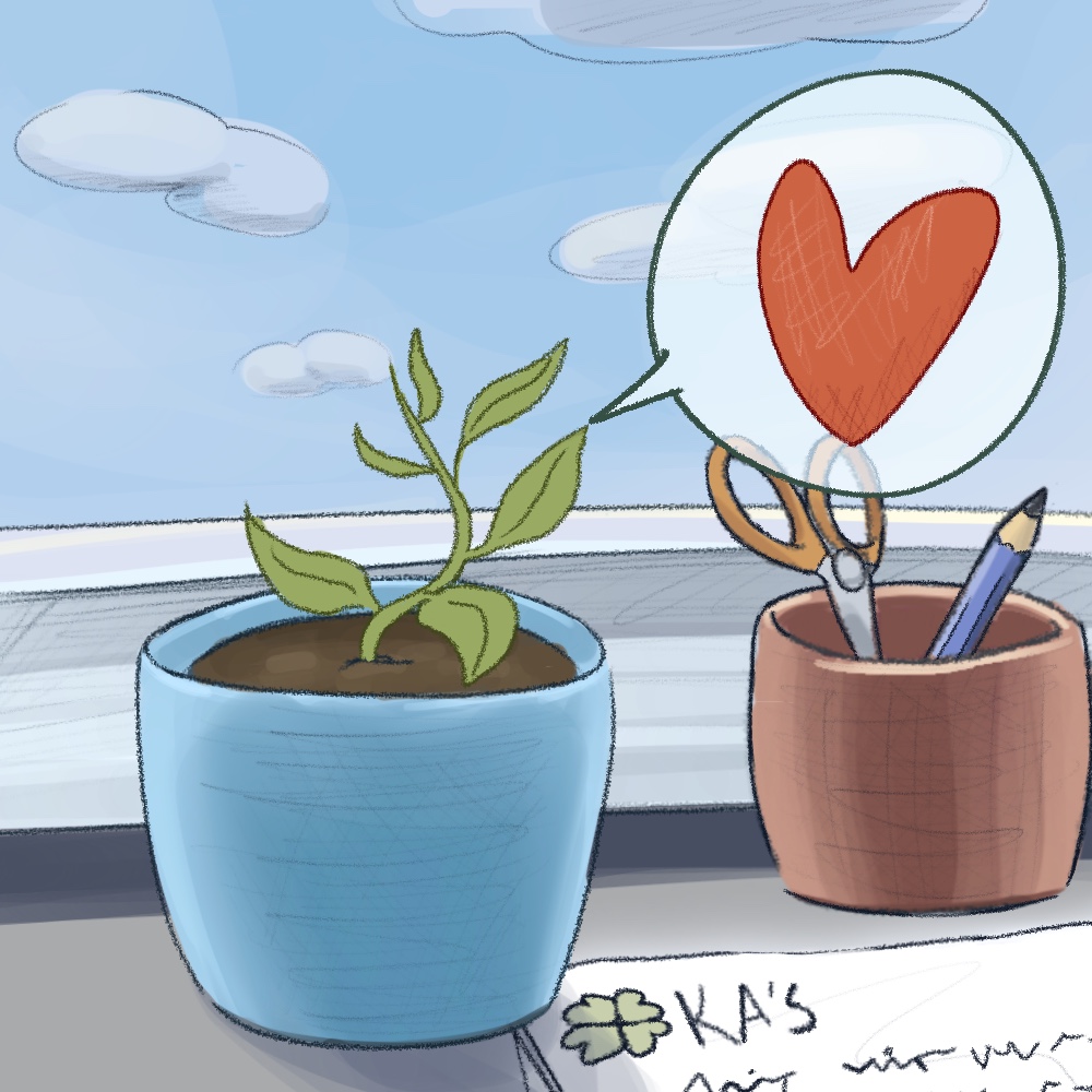 Drawing of a potted plant